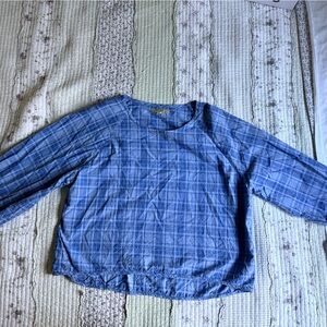 Pipsqueak Chapeau Blue Plaid Top. Size Small